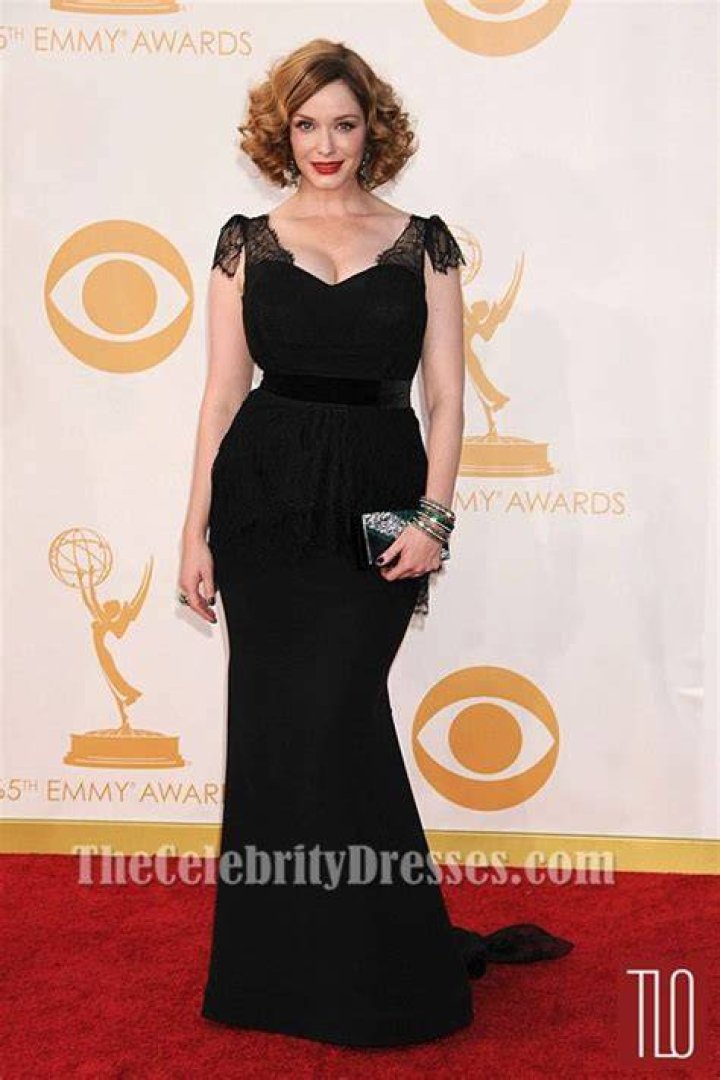 christina hendricks black dress